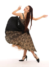 50s Black Lace Inset Fit and Flare Dress