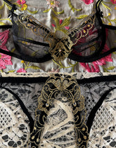 80s Agent Provocateur Black & Gold Bra & Garter Set