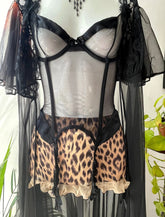 Vintage Sheer Black Corset Garter Belt, Black Garter Belt