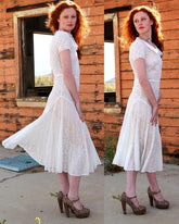 30s White Eyelet Lace Wedding Dress, Flapper Wedding Dress
