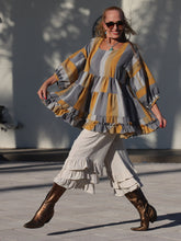 Grey and Gold SHOSHI Babydoll Top