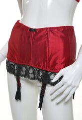 80s Vintage Red And Black Lace Garter Belt