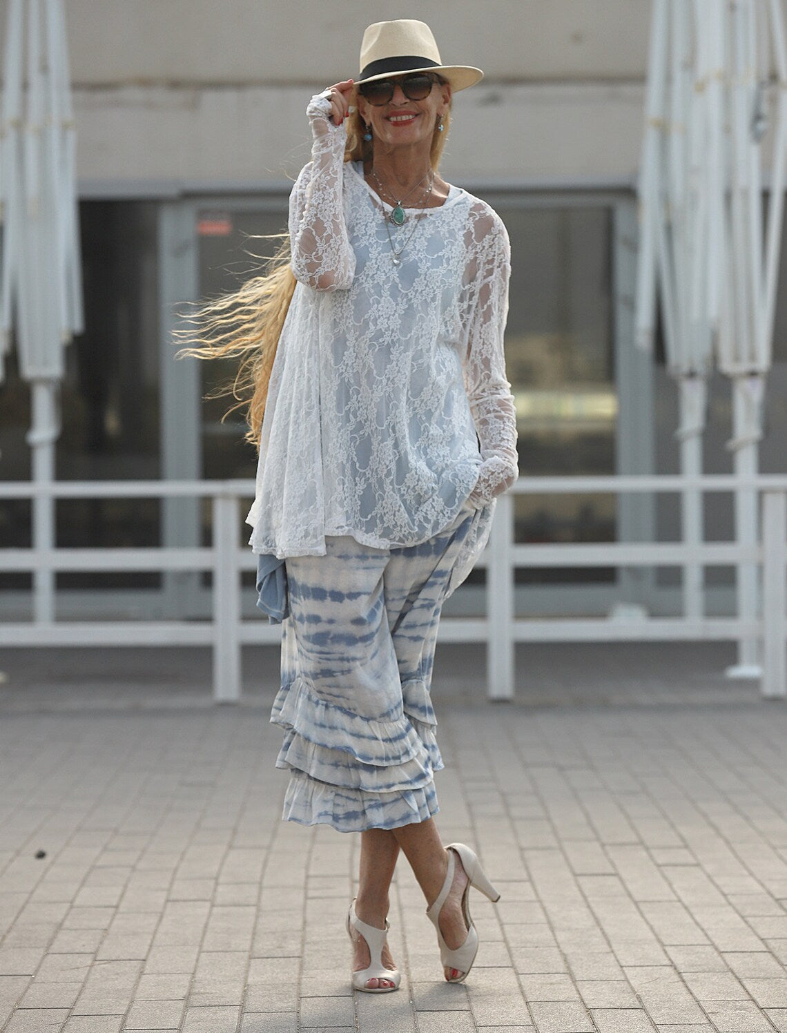 White Lace Frenchie Top