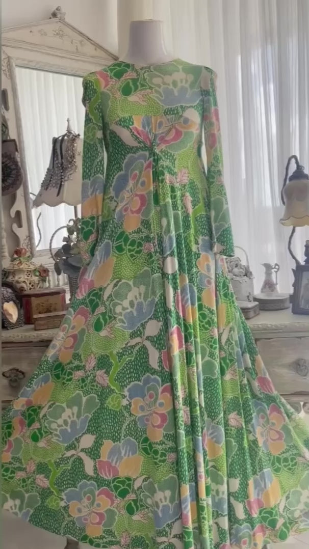 Vintage 70s Diane Von Furstenberg Maxi Dress: Floral Mod Print